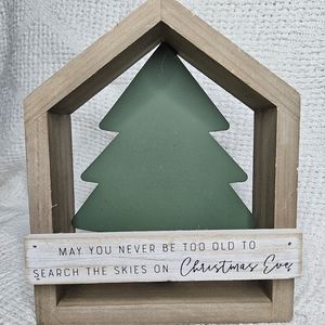 Christmas Home Decor Cut Tree Box Sign CHRISTMAS EVE 8.5" x 6.5"